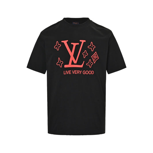 Louis Vuitton 25ss presbyopic letter logo foam printed short sleeves