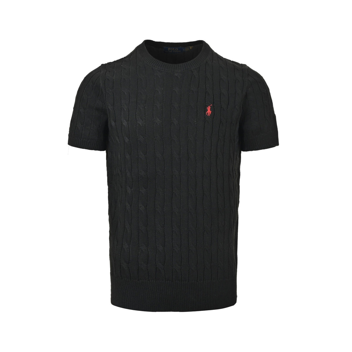 Ralph Lauren horse logo embroidered cable knit short sleeves
