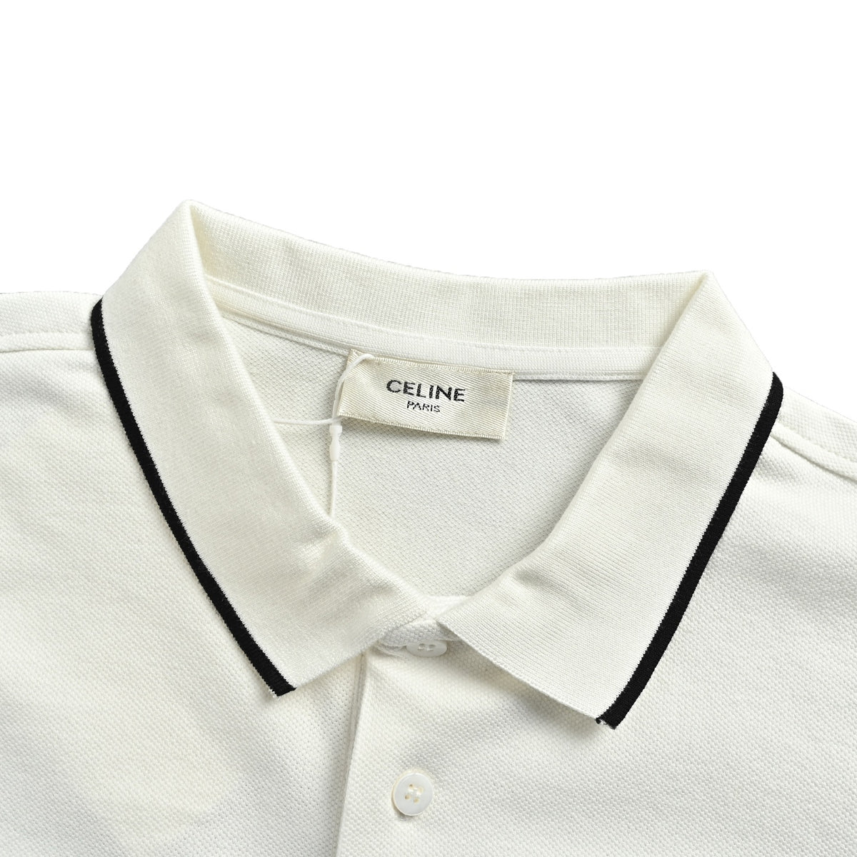Celine classic Arc de Triomphe small logo embroidered Polo short sleeves