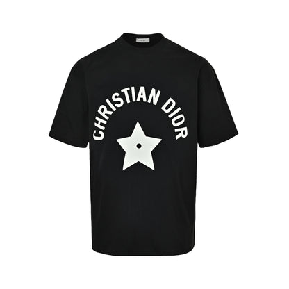 Dior five-pointed star letter foam printed short sleeves