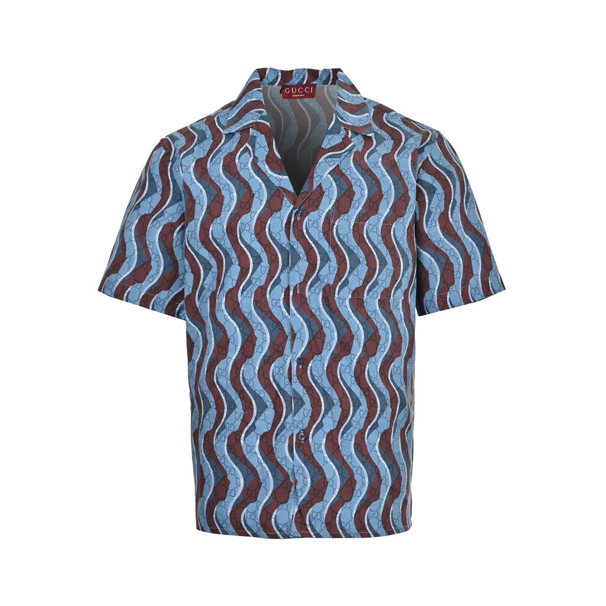 Gucci 25ss all-over dark pattern snake-shaped short-sleeved shirt