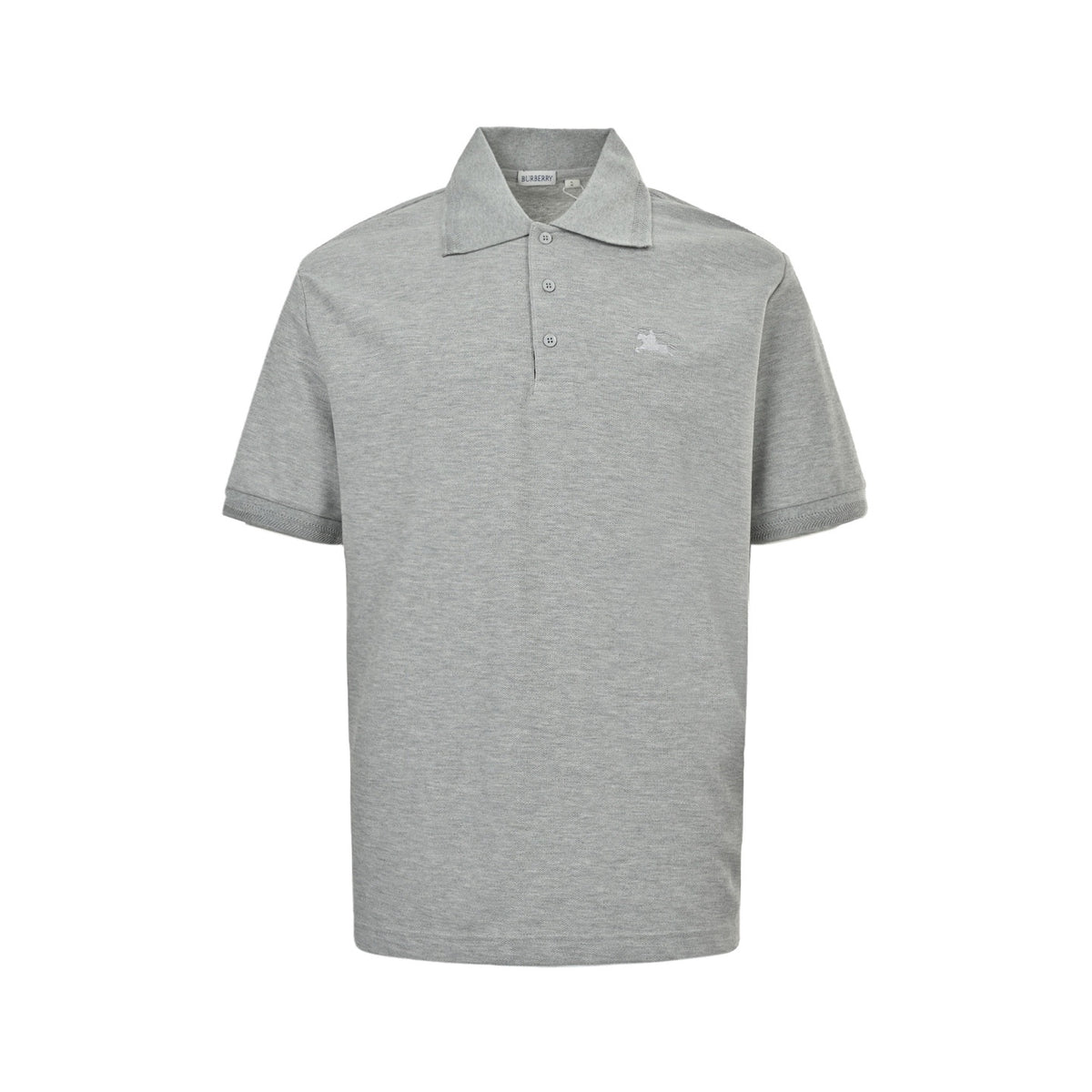 Burberry war horse embroidered plaid placket Polo short sleeves