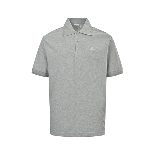 Burberry war horse embroidered plaid placket Polo short sleeves