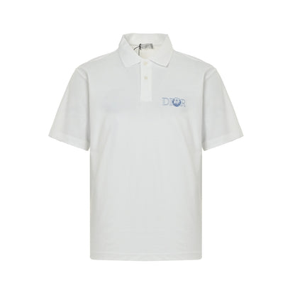 Dior 25ss little blue cat embroidered Polo short sleeves