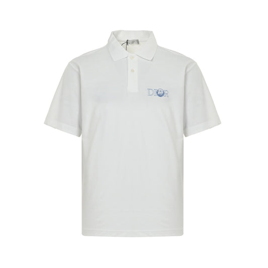 Dior 25ss little blue cat embroidered Polo short sleeves