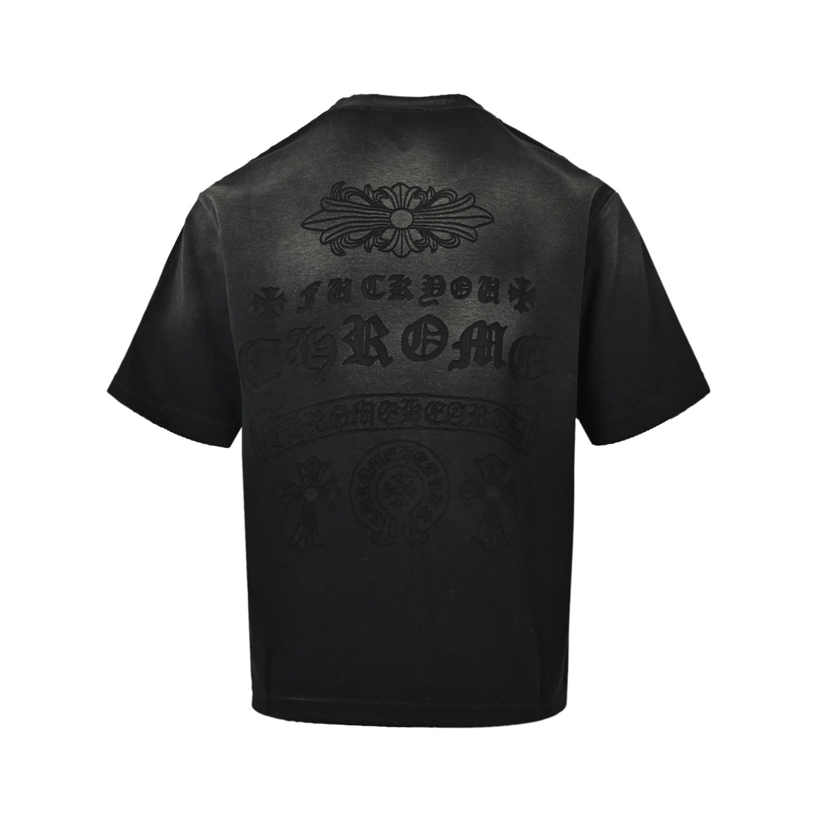 Chrome Hearts/Chrome Heart Cross Laser Destruction Washed Short Sleeves