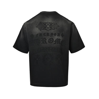 Chrome Hearts/Chrome Heart Cross Laser Destruction Washed Short Sleeves