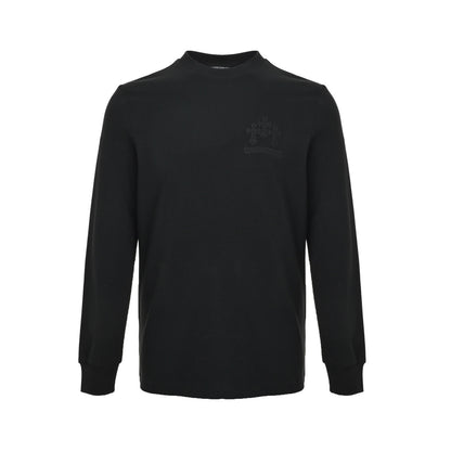 Chrome Hearts/Chrome Heart long-sleeved T-shirt with dark pattern cross on the chest and Sanskrit embroidery