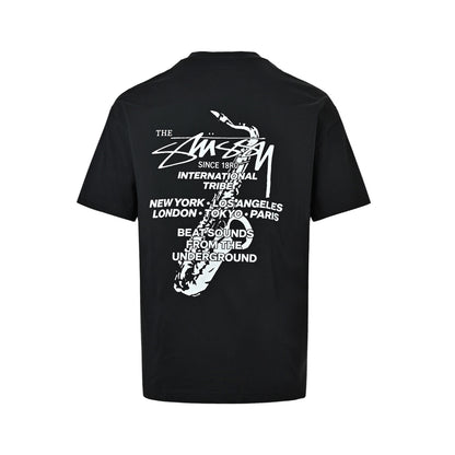 Stussy short sleeves with lettering and slogan printing on the back