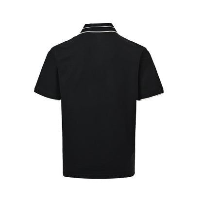 Prada 25ss placket threaded letter triangle logo embroidered Polo short sleeves