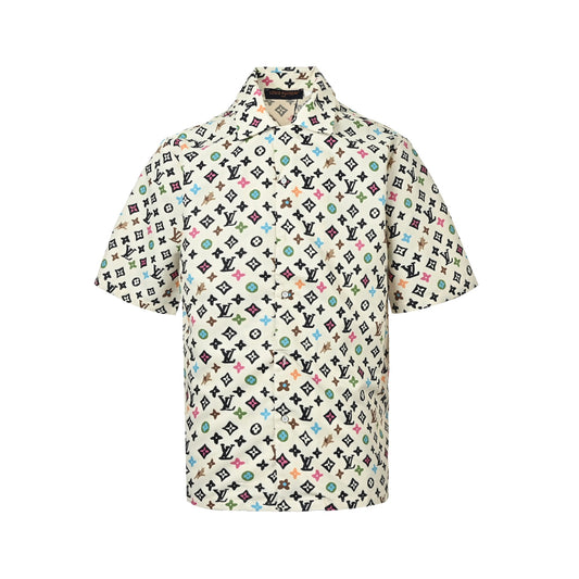 LouisVuitton/Louis Vuitton collaboration printed mulberry silk short-sleeved shirt