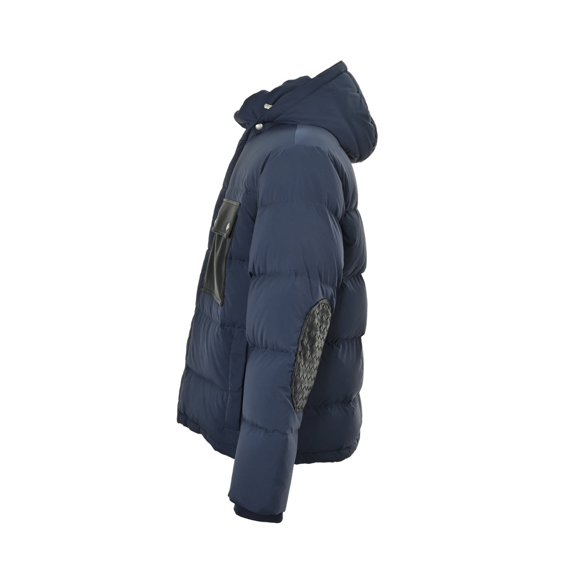 BOTTEGA VENETA/BV woven leather pocket hooded down jacket