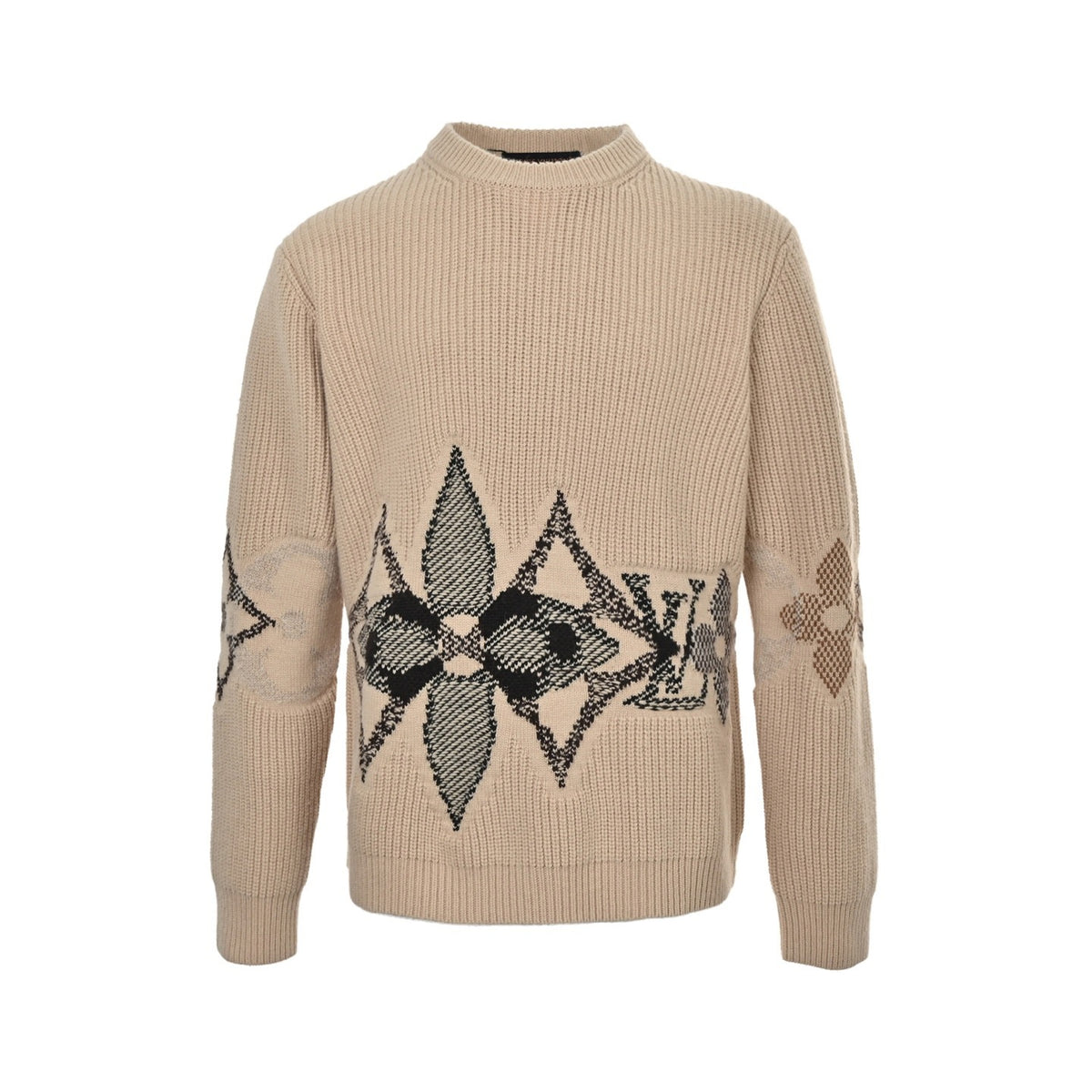 Louis Vuitton 25Fw ski series old flower jacquard crew neck sweater