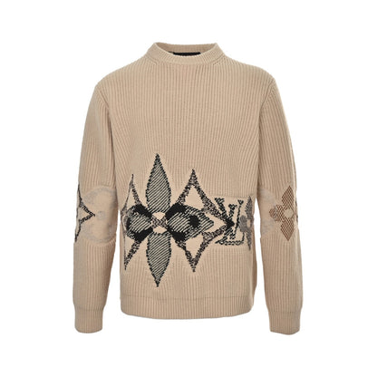 Louis Vuitton 25Fw ski series old flower jacquard crew neck sweater