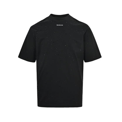 Balenciaga hot-drilled short-sleeved embroidered small letters