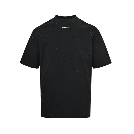 Balenciaga hot-drilled short-sleeved embroidered small letters