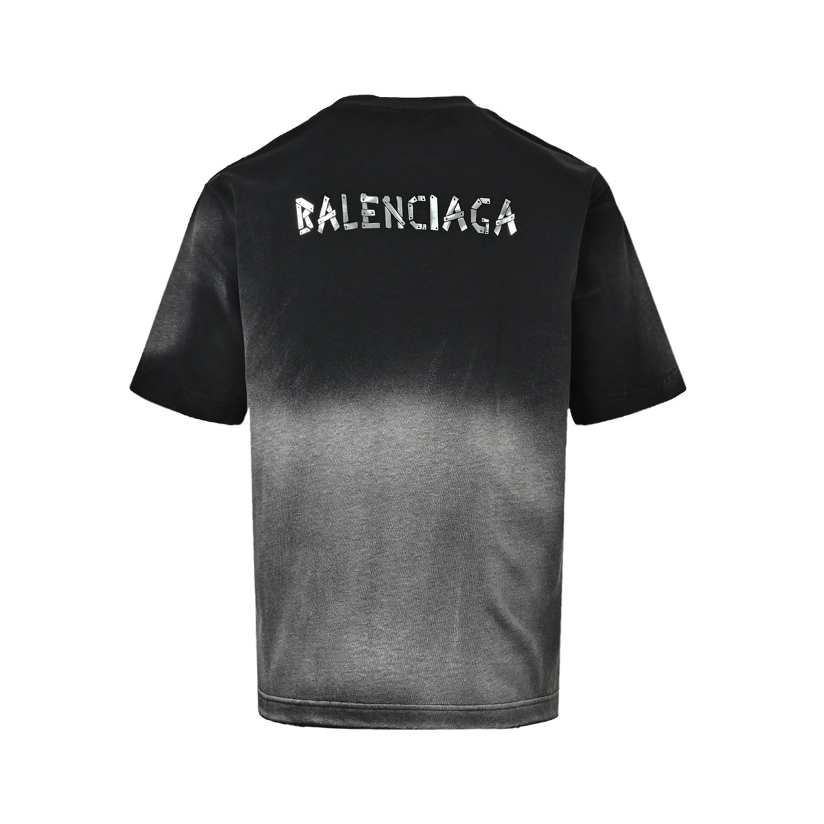 Balenciaga metal patch logo cut distressed short sleeves on the back