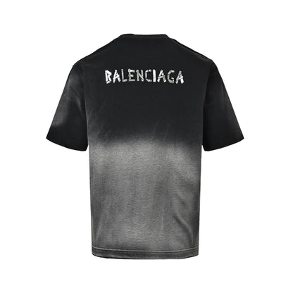 Balenciaga metal patch logo cut distressed short sleeves on the back