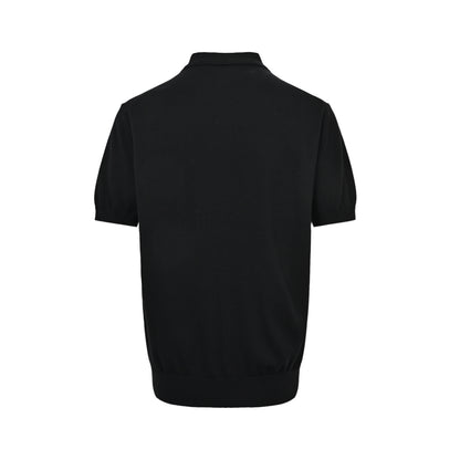 Prada small label embroidered knitted Polo short sleeves