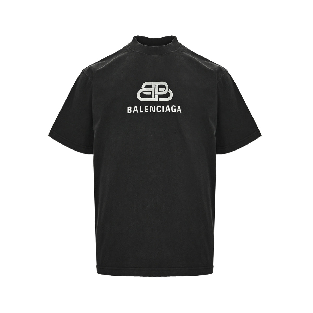 Balenciaga classic distressed lock button washed short sleeves