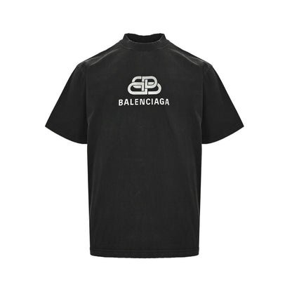 Balenciaga classic distressed lock button washed short sleeves