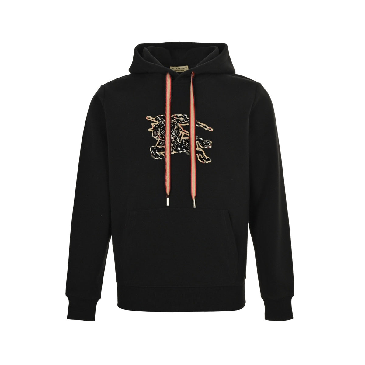 Burberry 25Fw plaid war horse flocking print hooded sweatshirt