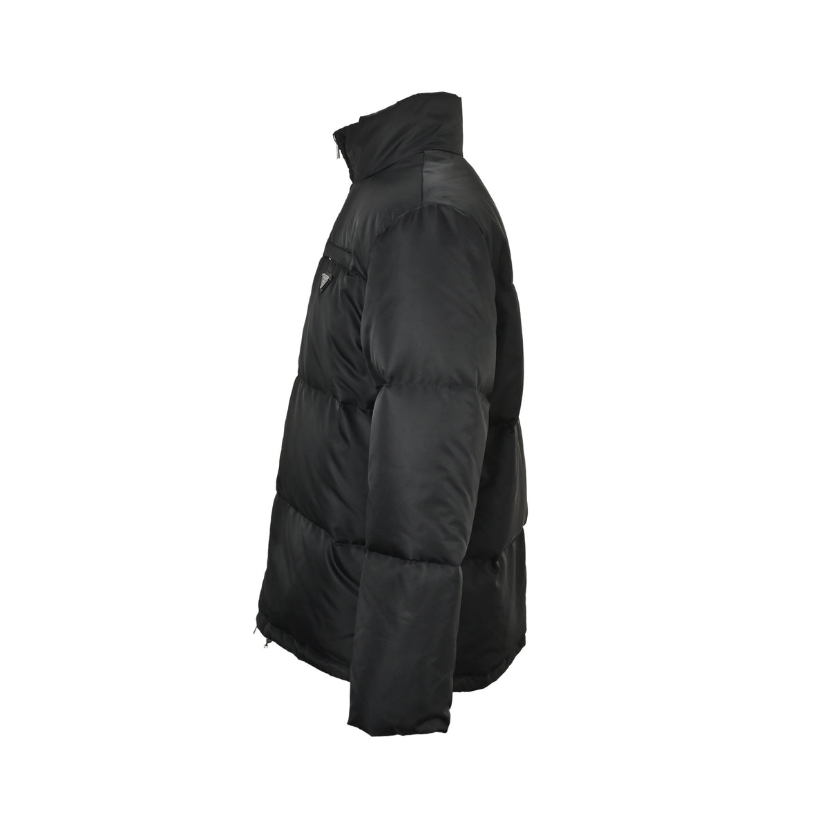 Prada nylon zipper pocket contrast stand collar down jacket