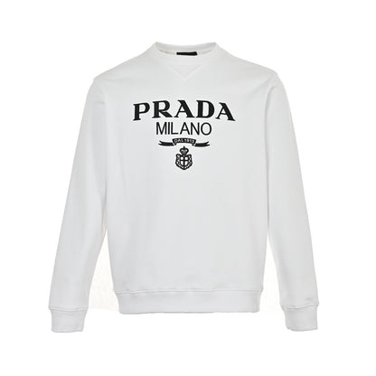 Prada 23Fw embroidered logo round neck sweatshirt