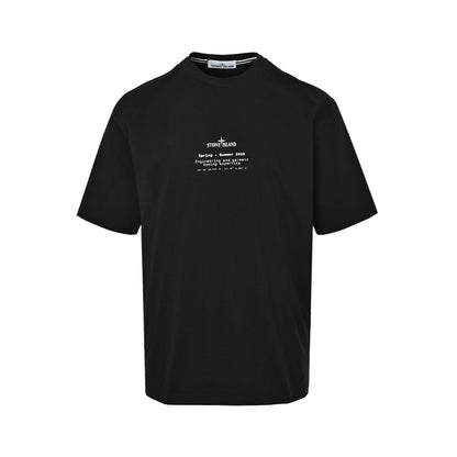 Stone Island short-sleeved compass logo printed on the back