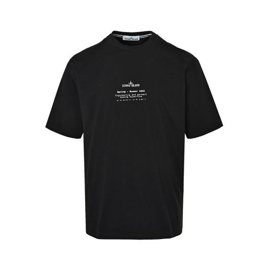 Stone Island short-sleeved compass logo printed on the back