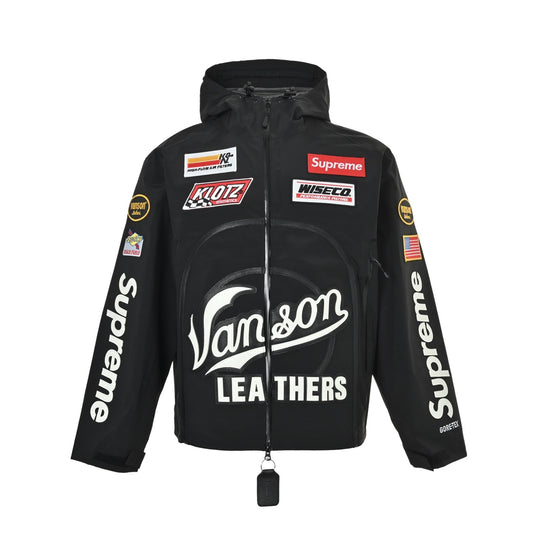 Supreme collaboration logo patch waterproof zipped jacket