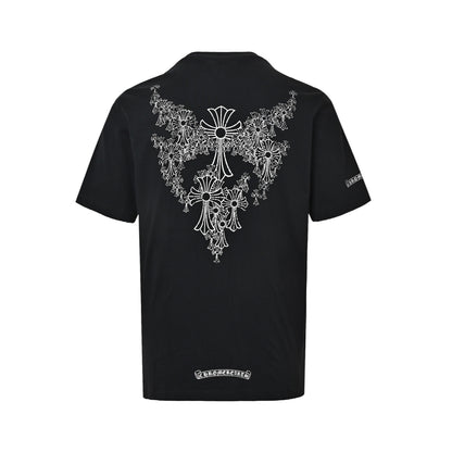 Chrome Hearts/Chrome Heart Sanskrit Cross Round Neck Short Sleeve