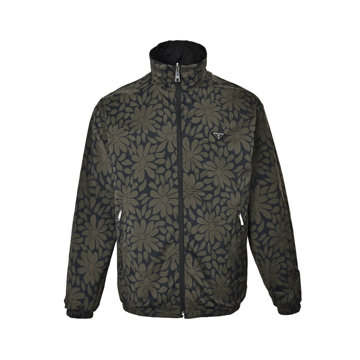 Prada floral digital print reversible stand collar jacket