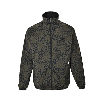 Prada floral digital print reversible stand collar jacket
