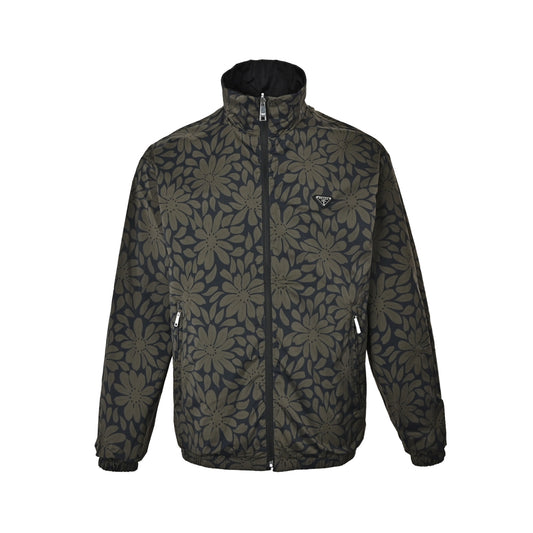 Prada floral digital print reversible stand collar jacket