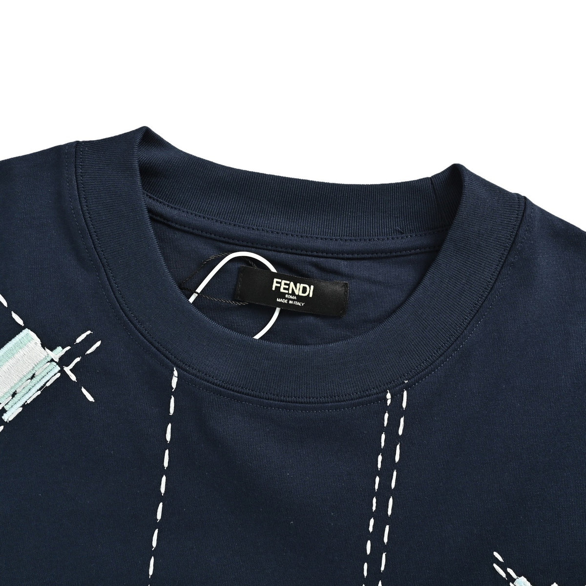 Fendi 26ss FF letters dotted embroidered short sleeves