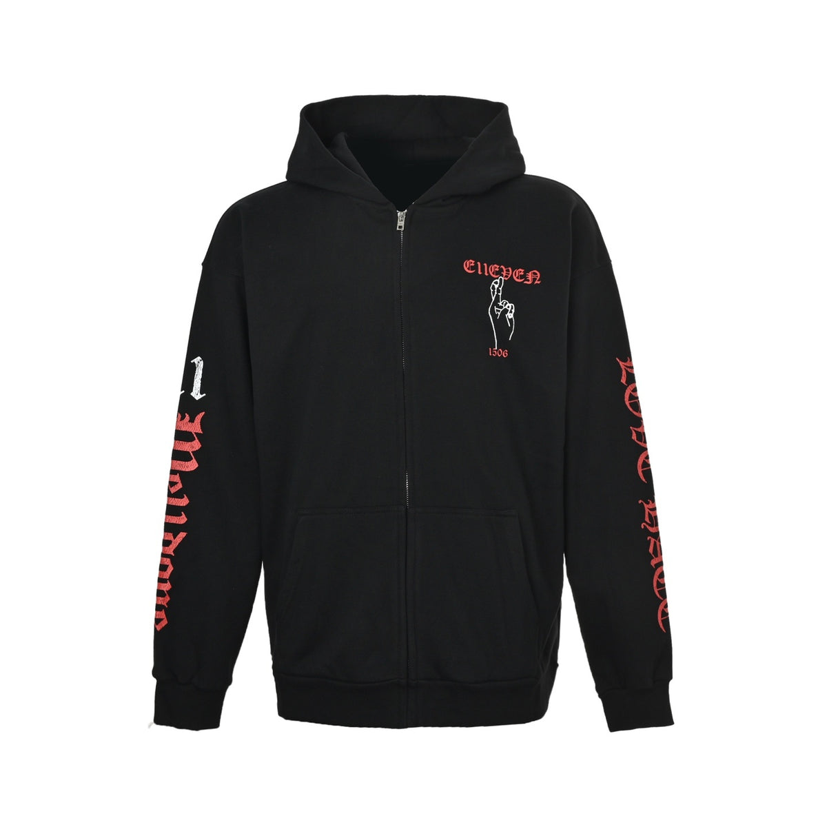 We11 Done 25Fw three-eyed deer print hooded zipper sweatshirt