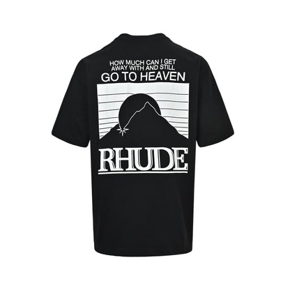 RHUDE Marlboro Mountain Sunset Print Logo American Short Sleeves