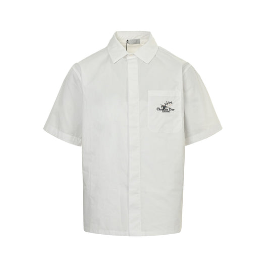 Dior 25ss lily of the valley embroidered short-sleeved shirt