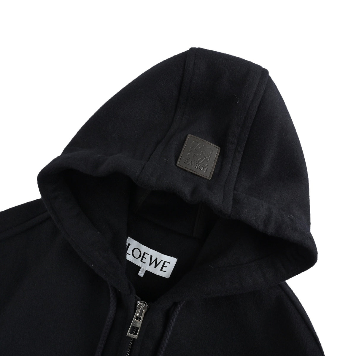 Loewe/Luo Yiwei long hooded coat with leather label