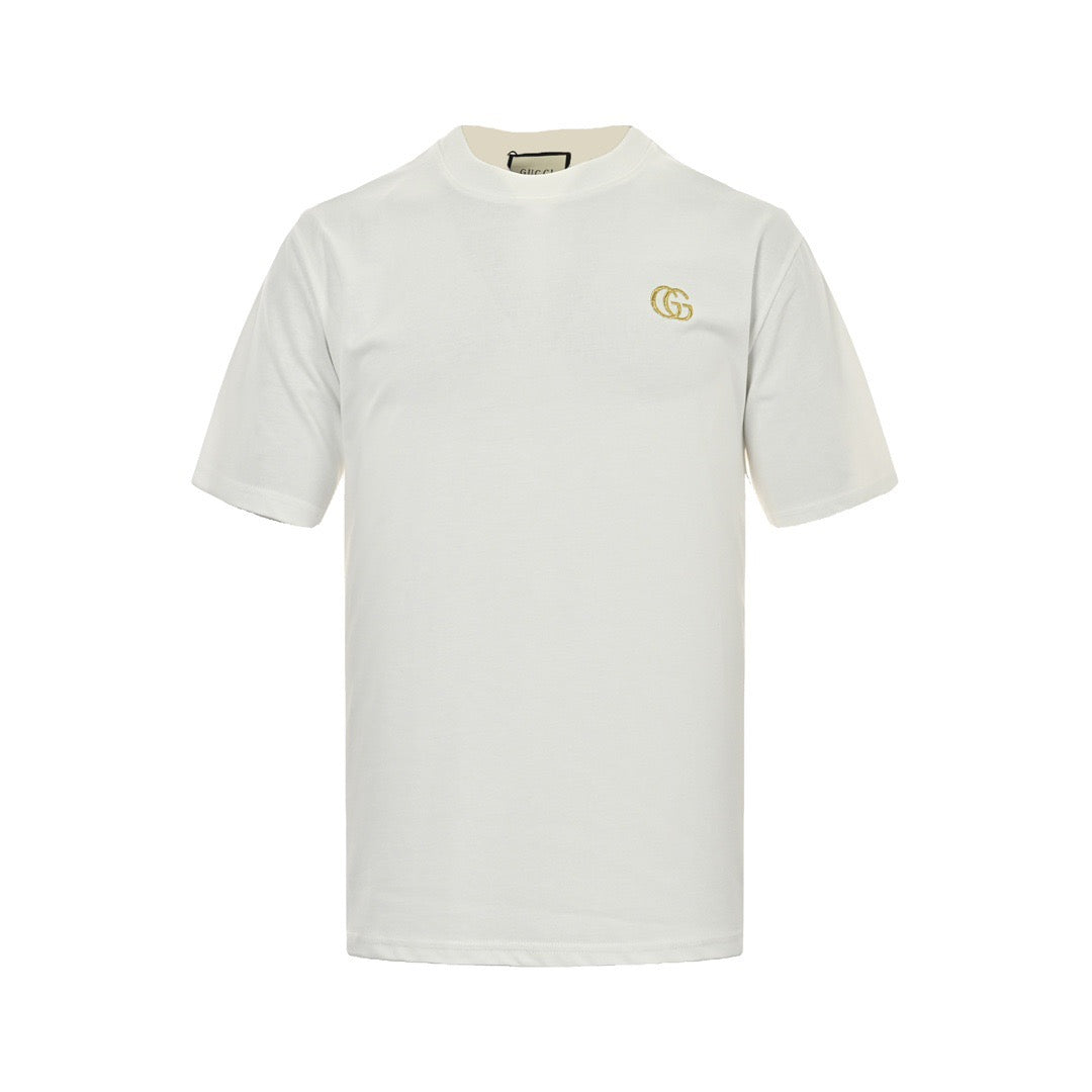 Gucci 22ss double G gold label embroidered short sleeves