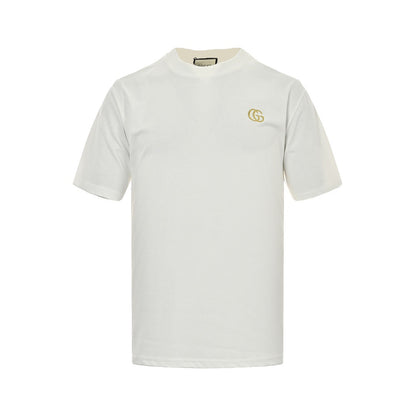 Gucci 22ss double G gold label embroidered short sleeves
