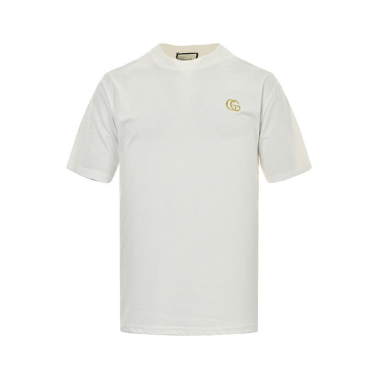 Gucci 22ss double G gold label embroidered short sleeves
