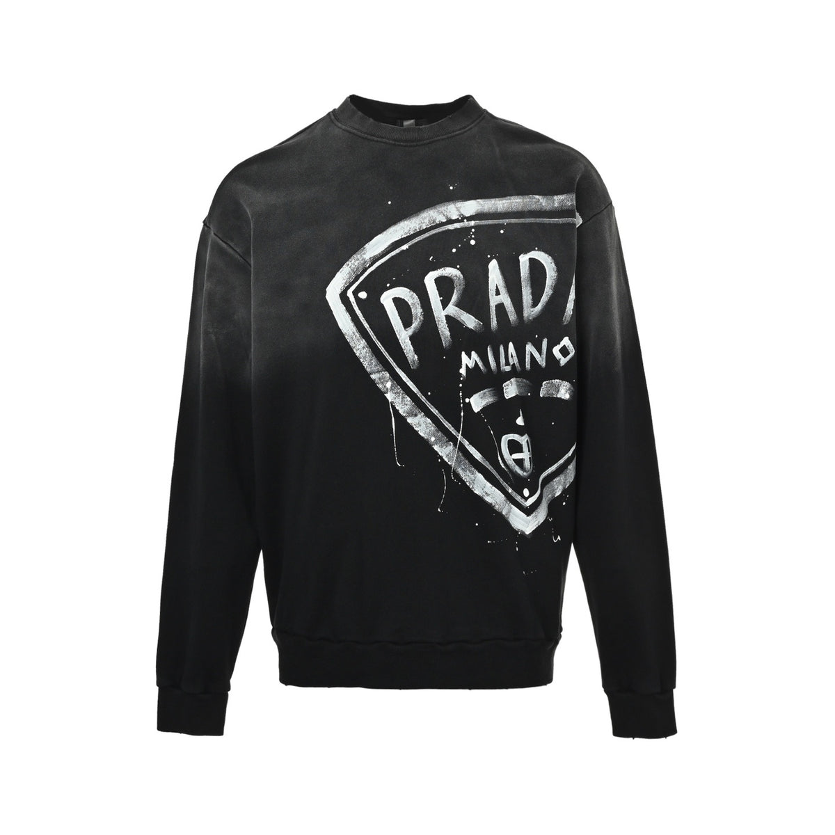 Prada hand-painted lettering round neck sweatshirt