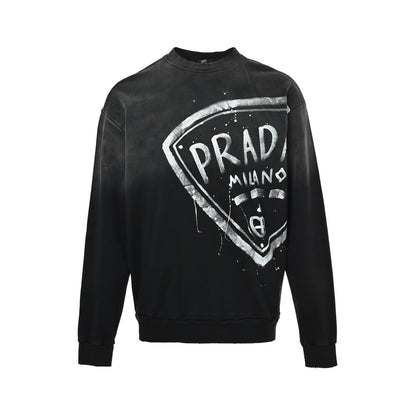 Prada hand-painted lettering round neck sweatshirt
