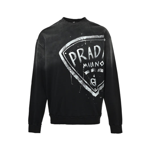 Prada hand-painted lettering round neck sweatshirt