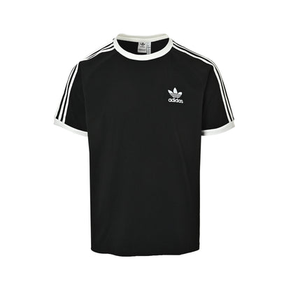 Adidas clover embroidered three-bar web short sleeves