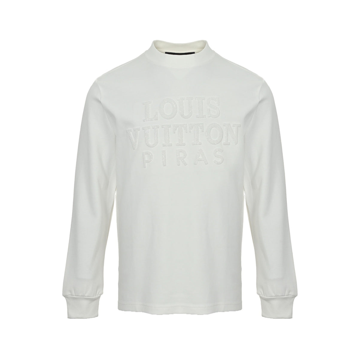 Louis Vuitton dark woven three-dimensional logo embroidered long-sleeved T-shirt