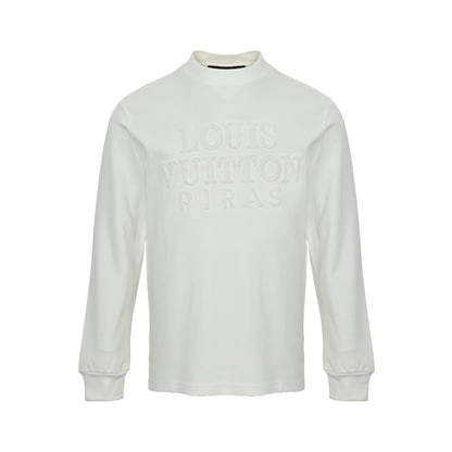 Louis Vuitton dark woven three-dimensional logo embroidered long-sleeved T-shirt