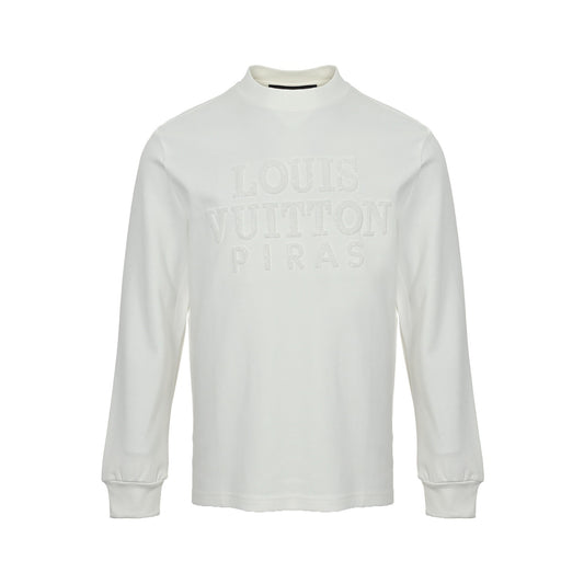 Louis Vuitton dark woven three-dimensional logo embroidered long-sleeved T-shirt